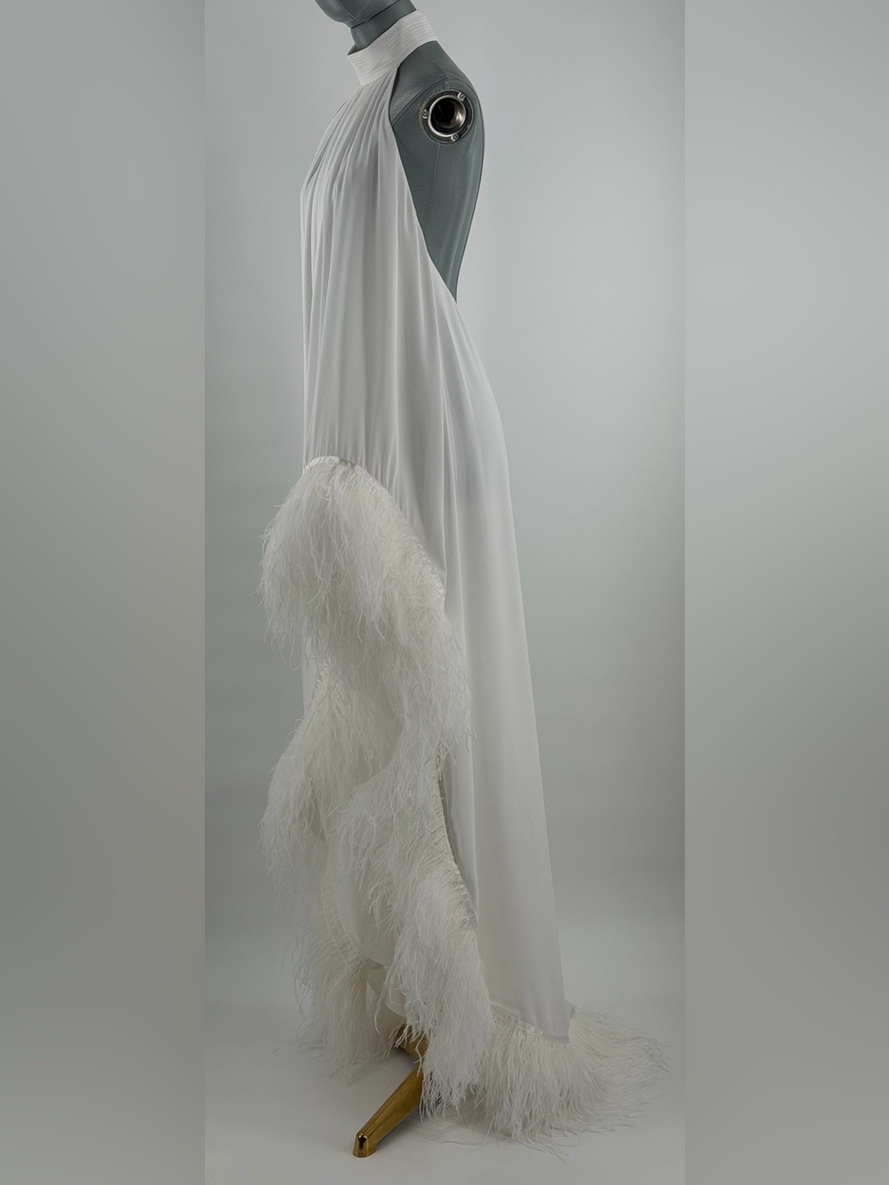 🆕 BRONX & BANCO 🧿 NWOT Madeline Halterneck Feathered Gown, White - Sz XS US 2 - Picture 6 of 14